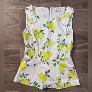 Kate Spade White and Yellow Citrus Blouse, sleeveless, 4